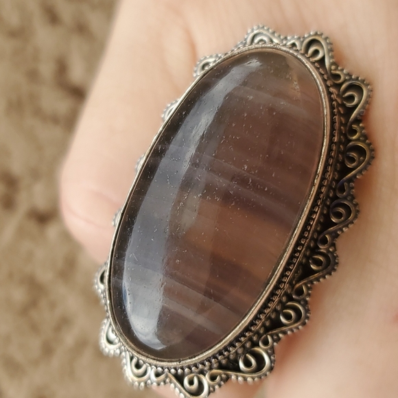 New Oversized Fluorite 925 Silver Ring. - Picture 4 of 16